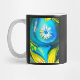 SURREAL WHITE AND YELLOW FLOWERS BLUE BACKGROUND Mug